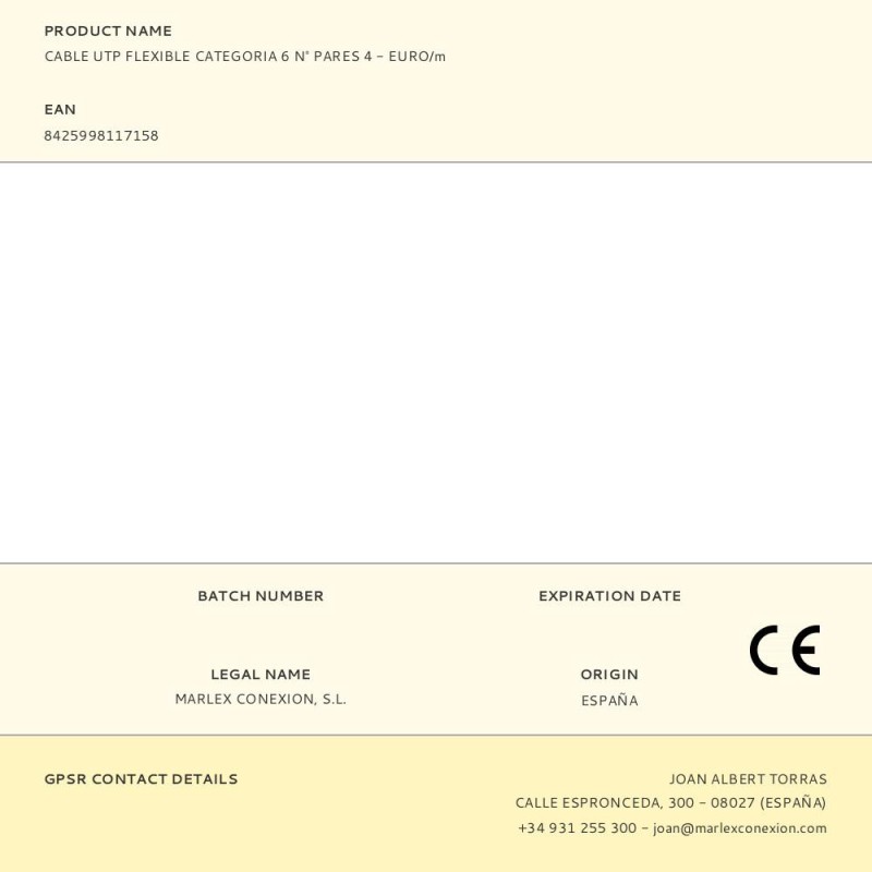 Cable utp flexible categoria 6 n° pares 4 - euro/m