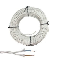 Cable paralelo textil trenzado h05vv-f 2 x 1,50 mm² blanco euro/m
