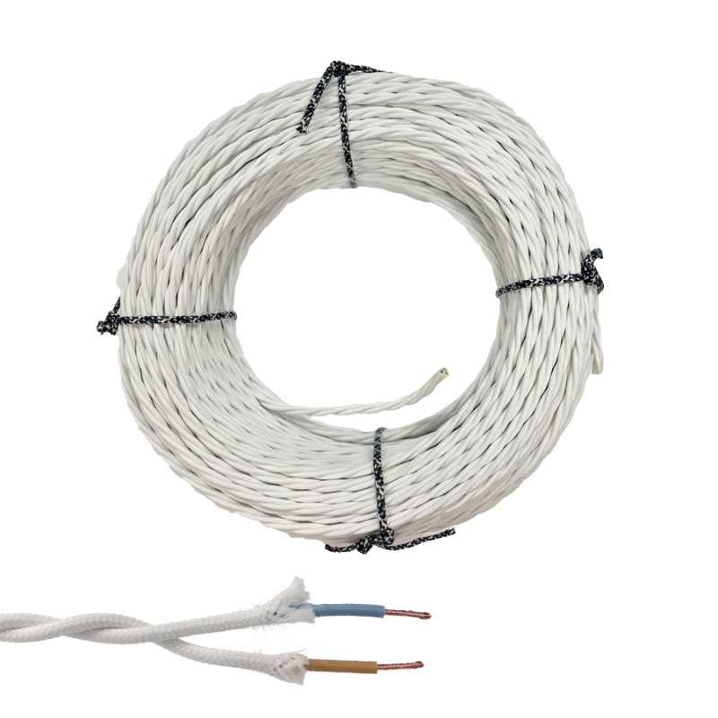 Cable paralelo textil trenzado h05vv-f 2 x 1,50 mm² blanco euro/m