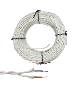 Cable paralelo textil trenzado h07v-k 2 x 2,50 mm² blanco euro/m