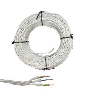 Cable paralelo textil trenzado h05vv-f 3 g 1,50 mm² blanco euro/m
