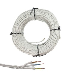 Cable paralelo textil trenzado h07v-k 3 g 2,50 mm² blanco euro/m