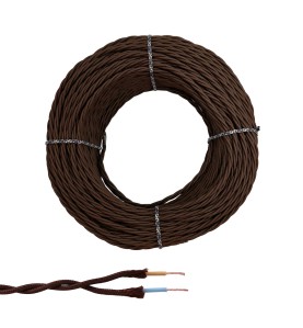 Cable paralelo textil trenzado h05v-k 2 x 1,00 mm² marrón euro/m
