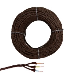 Cable paralelo textil trenzado h05v-k 3 g 1,00 mm² marrón euro/m