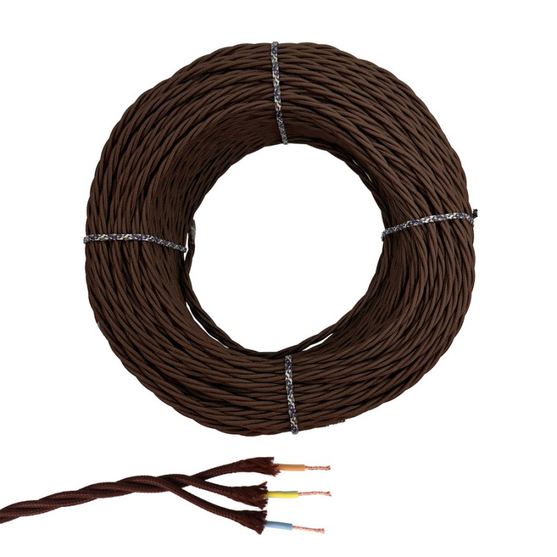 Cable paralelo textil trenzado h05v-k 3 g 1,00 mm² marrón euro/m