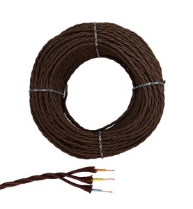 Cable paralelo textil trenzado h05v-k 3 g 1,00 mm² marrón euro/m