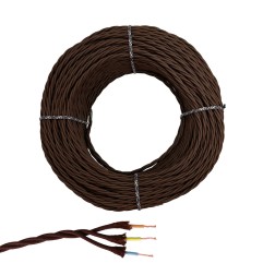 Cable paralelo textil trenzado h05vv-f 3 g 1,50 mm² marrón euro/m