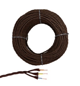 Cable paralelo textil trenzado h05vv-f 3 g 1,50 mm² marrón euro/m