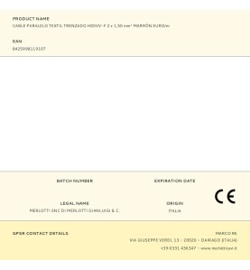 Cable paralelo textil trenzado h05vv-f 2 x 1,50 mm² marrón euro/m