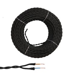 Cable paralelo textil trenzado h05vv-f 2 x 1,50 mm² negro euro/m
