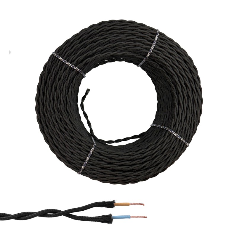 Cable paralelo textil trenzado h05vv-f 2 x 1,50 mm² negro euro/m
