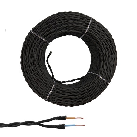 Cable paralelo textil trenzado h05vv-f 2 x 1,50 mm² negro euro/m