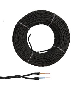 Cable paralelo textil trenzado h05vv-f 2 x 1,50 mm² negro euro/m