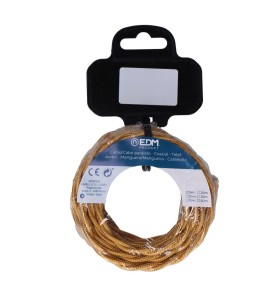 Carrete cable textil trenzado h03vv-f 2 x 0,75 mm² oro, 25 m