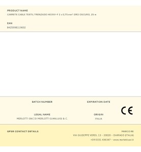 Carrete cable textil trenzado h03vv-f 2 x 0,75 mm² oro oscuro, 25 m