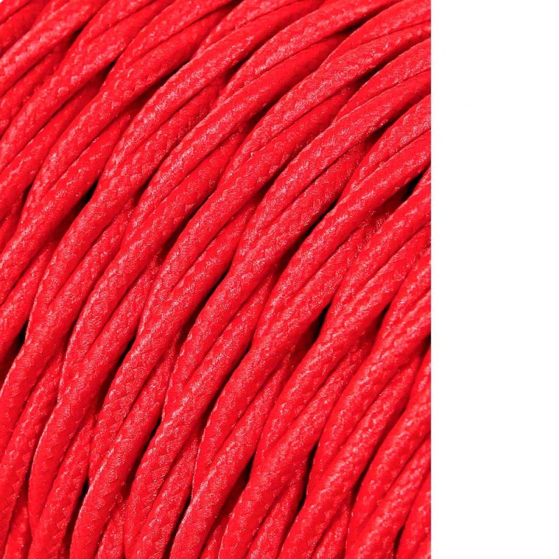 Carrete cable textil trenzado h03vv-f 2 x 0,75 mm² rojo, 25 m