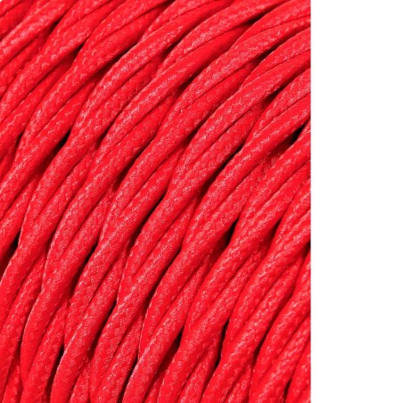 Carrete cable textil trenzado h03vv-f 2 x 0,75 mm² rojo, 25 m