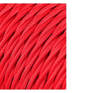 Carrete cable textil trenzado h03vv-f 2 x 0,75 mm² rojo, 25 m