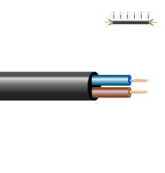 Manguera tubular h05vv-f 2 x 1,00 mm², negra euro/m