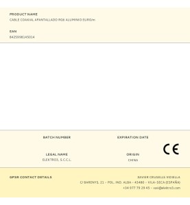 Cable coaxial apantallado rg6 aluminio euro/m