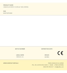 Cablecillo h07z1-k 2,50 mm² azul euro/m