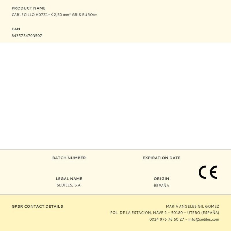 Cablecillo h07z1-k 2,50 mm² gris euro/m