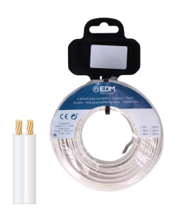 Carrete cable paralelo 2x0,50mm blanco 10m (audio)