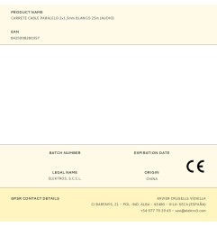 Carrete cable paralelo 2x1,5mm blanco 25m (audio)