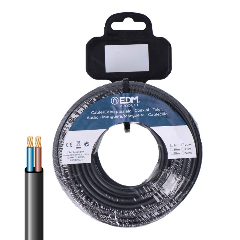 Carrete manguera plana 2 x 1,50 mm² negra, 25 m