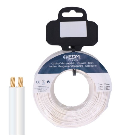 Carrete cable paralelo telefono blanco 2 vias 20 m