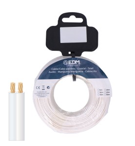 Carrete cable paralelo telefono blanco 2 vias 20 m