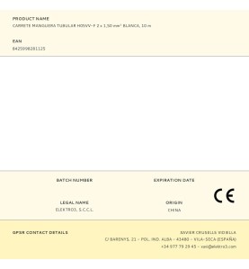 Carrete manguera tubular h05vv-f 2 x 1,50 mm² blanca, 10 m