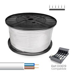 Manguera tubular h05vv-f 2 x 1,50 mm² blanca, 300 m. (bobina grande)
