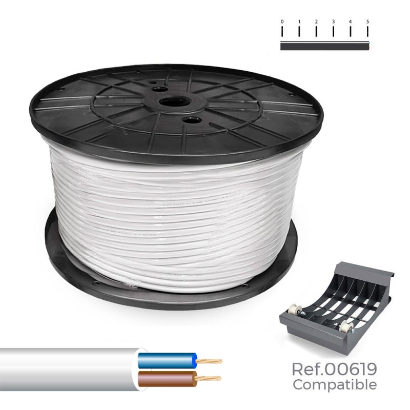 Manguera tubular h05vv-f 2 x 1,50 mm² blanca, 300 m. (bobina grande)