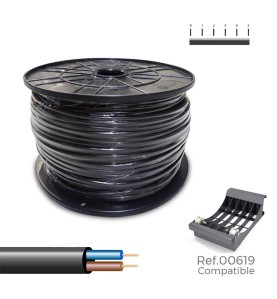 Manguera tubular h05vv-f 2 x 1,00 mm² negra, 400 m. (bobina grande)