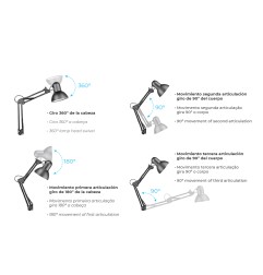 Flexo (arquitecto) modelo melbourne con mordaza de fijación color blanco e27 60w edm