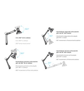 Flexo (arquitecto) modelo melbourne con mordaza de fijación color blanco e27 60w edm