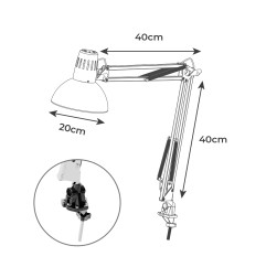 Flexo (arquitecto) modelo melbourne con mordaza de fijación color blanco e27 60w edm
