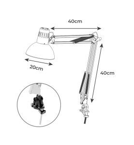 Flexo (arquitecto) modelo melbourne con mordaza de fijación color blanco e27 60w edm