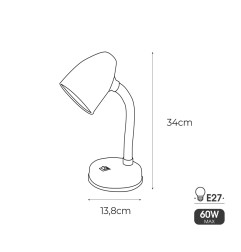 Flexo de sobremesa modelo amsterdam e27 60w color blanco edm