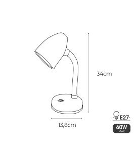 Flexo de sobremesa modelo amsterdam e27 60w color blanco edm