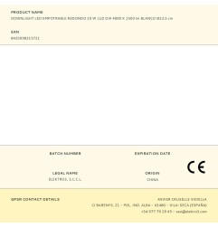 Downlight led empotrable redondo 20 w luz dia 4000 k 1500 lm blanco ø22,5 cm
