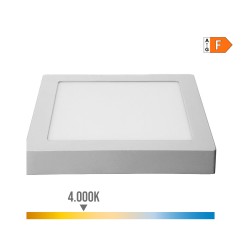 Downlight led superficie cuadrado cromado 20 w 1500 lm 4000 k luz dia 22 x 22 x 3 cm