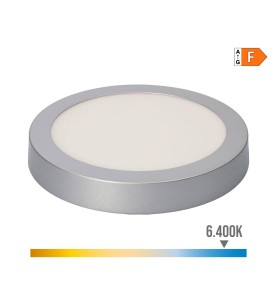 Downlight led superficie redondo cromado 20 w 1500 lm 6400 k luz fria ø 22 x 3 cm