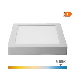 Downlight led superficie cuadrado cromado 20 w 1500 lm 6400 k luz fria 22 x 22 x 3,5 cm