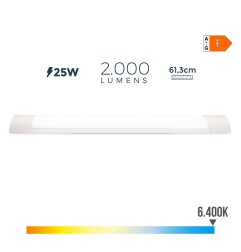 Regleta led 25 w 6500 k luz fria 2000 lm 61,3 x 3 x 12 cm