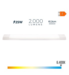 Regleta led 25 w 6500 k luz fria 2000 lm 61,3 x 3 x 12 cm