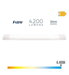 Regleta led 48 w 6500 k luz fria 4200 lm 121,3 x 3,1 x 12 cm