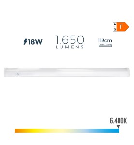 Regleta led 18 w 6500 k luz fria 1650 lm 113,8 x 2,3 x 3,6 cm