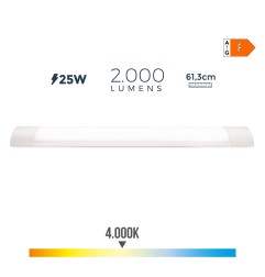 Regleta led 25 w 4000 k luz dia 2000 lm 61,3 x 3 x 12 cm